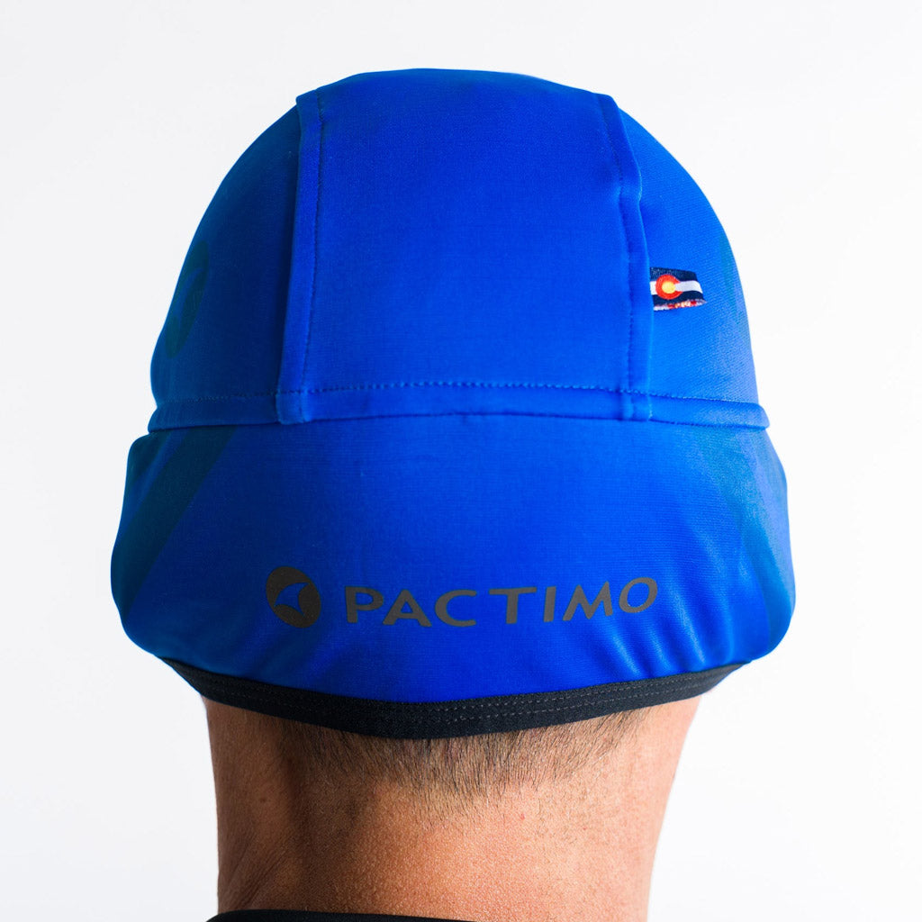 Blue Thermal Winter Cycling Cap for Wet Weather - Back View