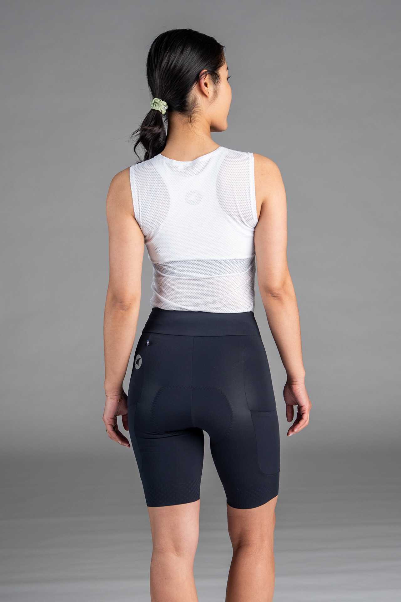 Women's Black Flyte Cargo Cycling Shorts - Back View