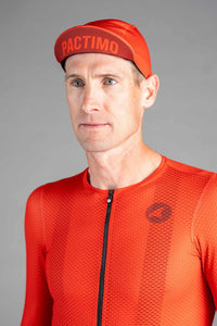 Red Cycling Cap - Visor Up