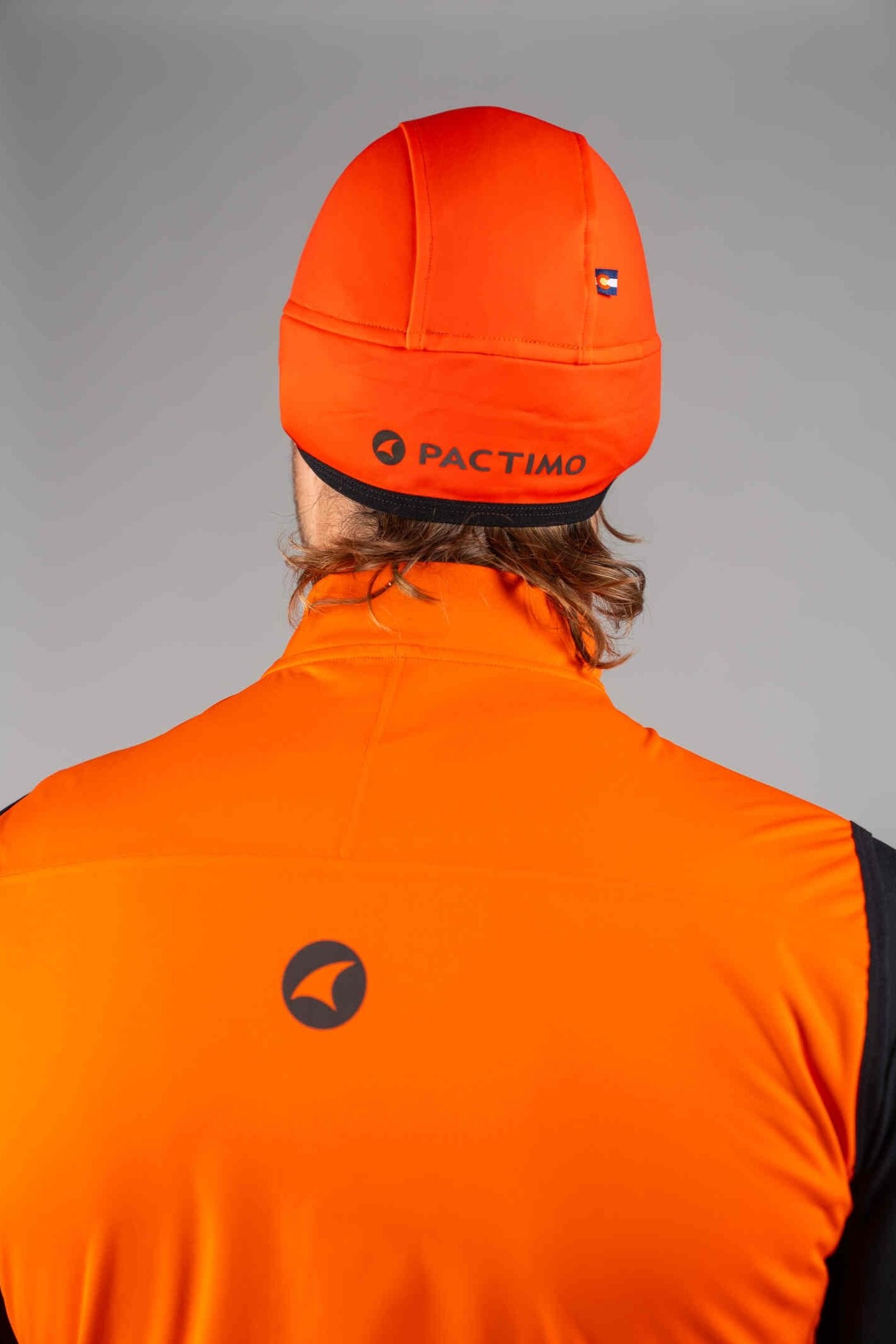 Red Orange Storm Thermal Cycling Cap - Back View