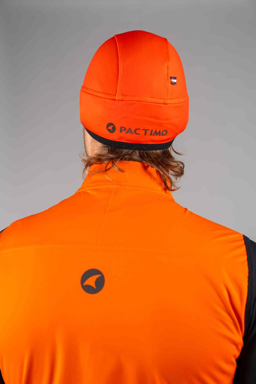 Red Orange Storm Thermal Cycling Cap - Back View