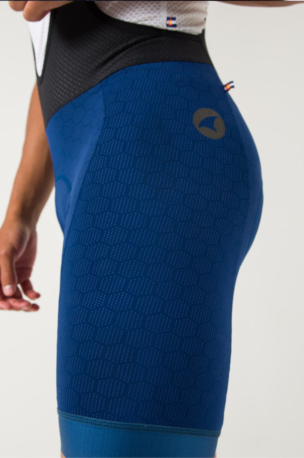 Men's Navy Blue Summit Stratos "12-Hour" Cycling Bibs - Side Detail