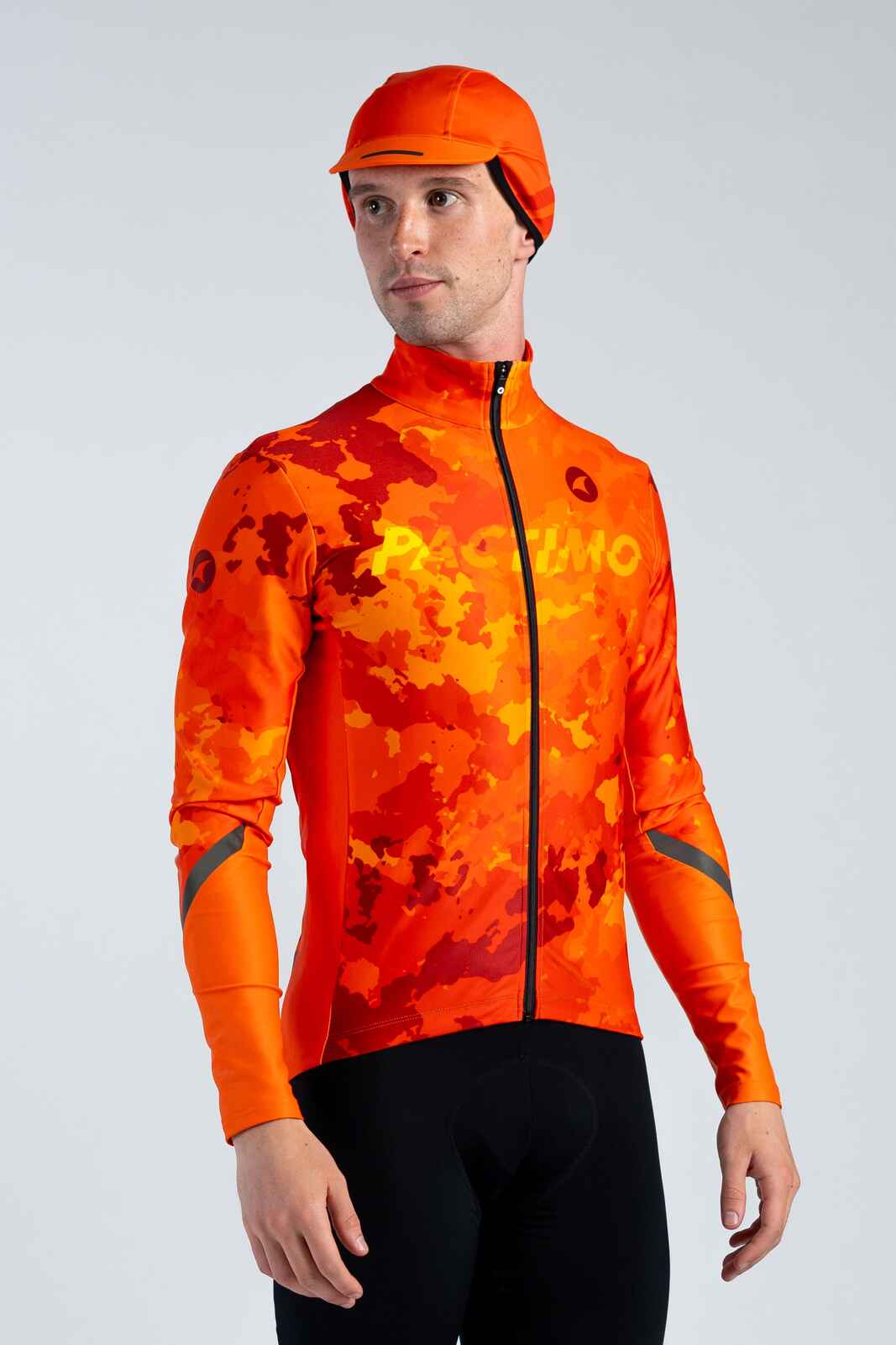 Men's Red/Orange Thermal Water-Resistant Cycling Cap