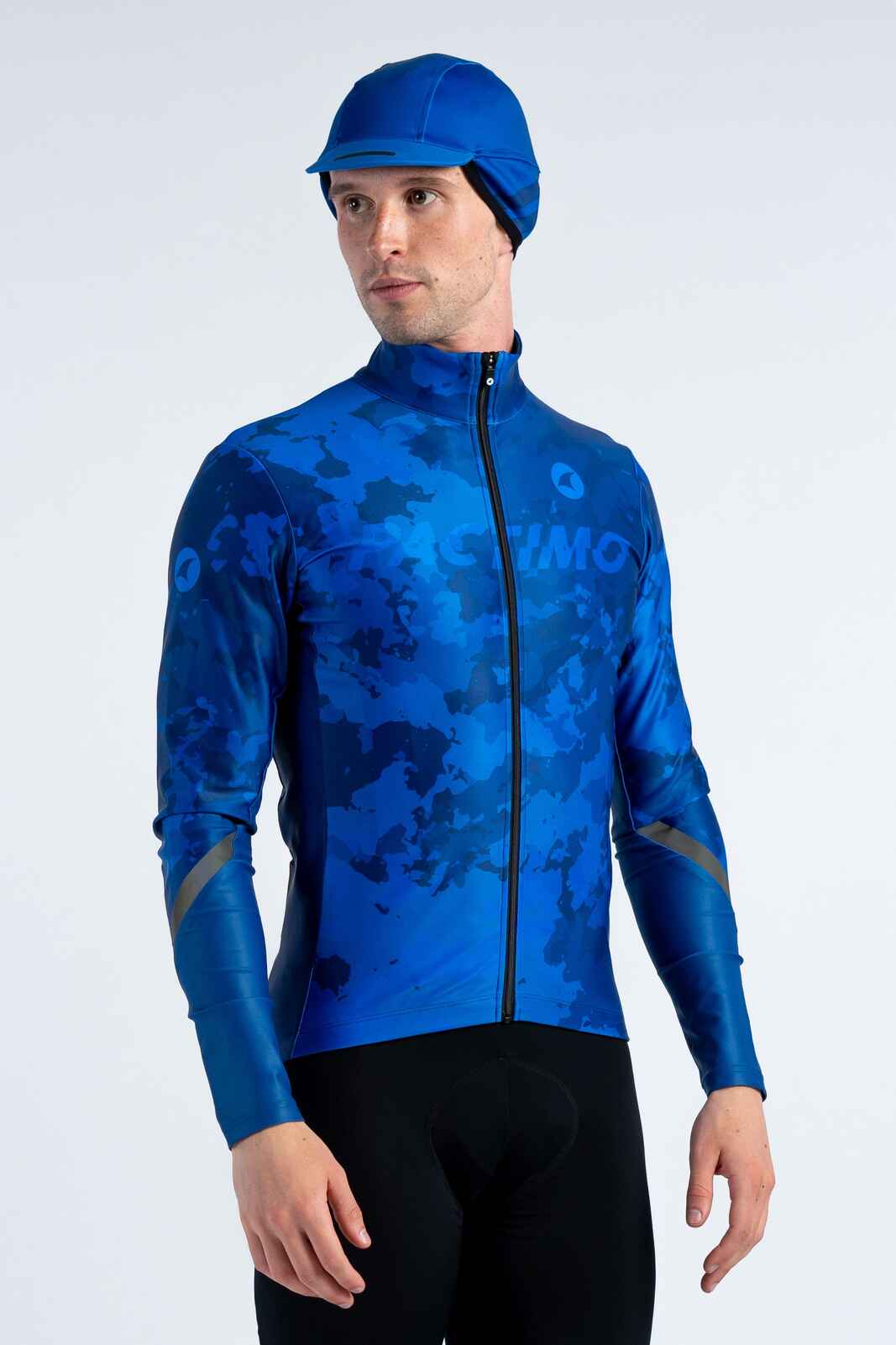 Men's Blue Thermal Water-Resistant Cycling Cap