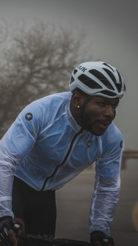 Men's Clear Lightweight Cycling Rain Jacket on the Road
