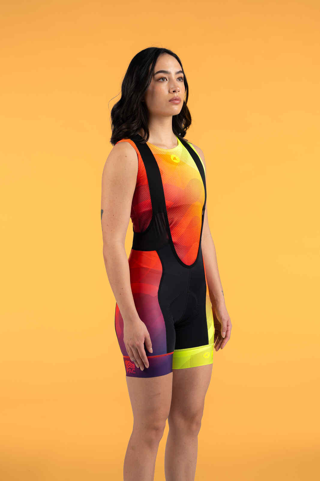 Women's PAC Ascent Vector Bib Shorts - Warm Fade Front View