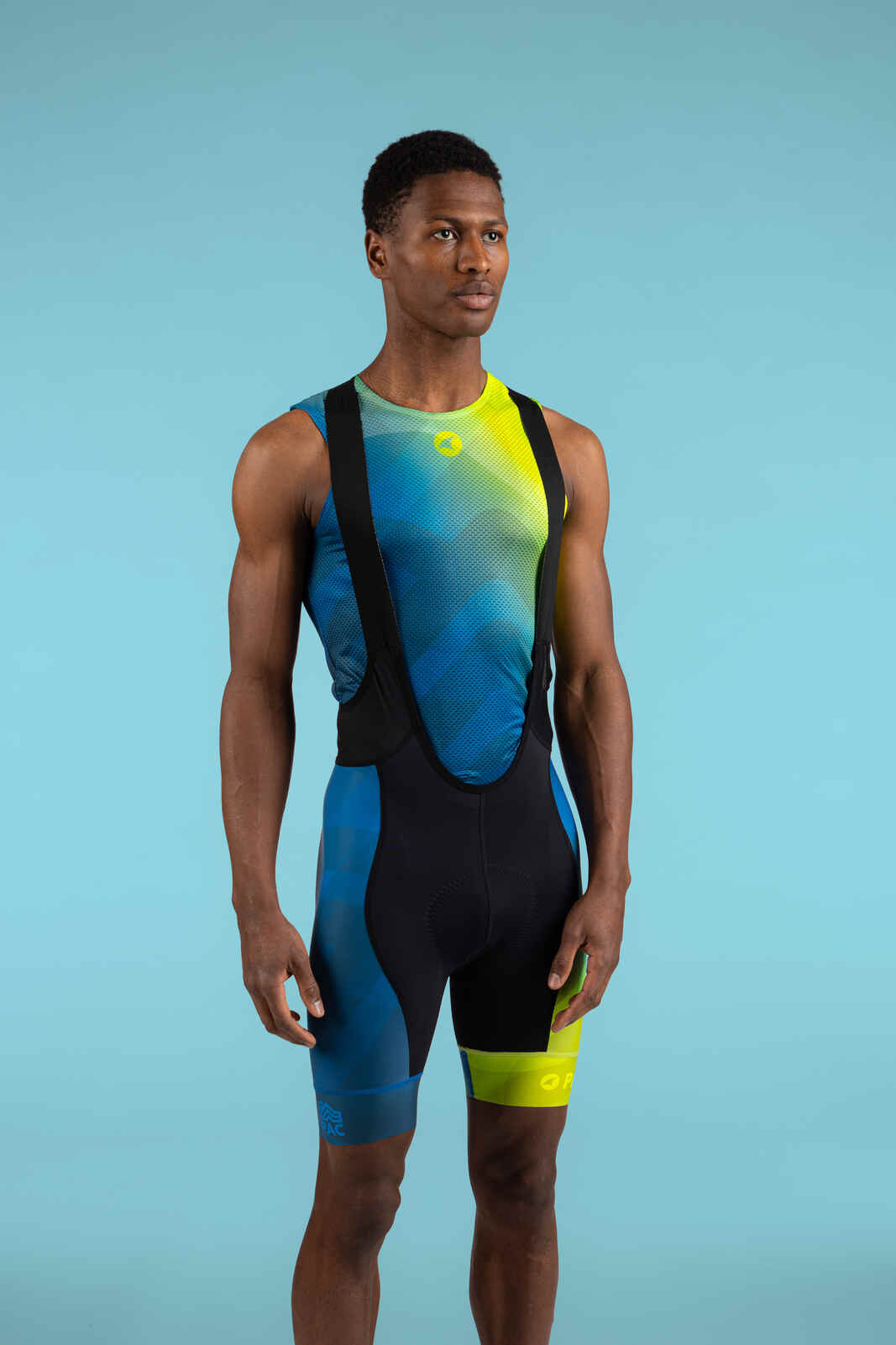Men's PAC Ascent Vector Bib Shorts - Cool Fade Front View