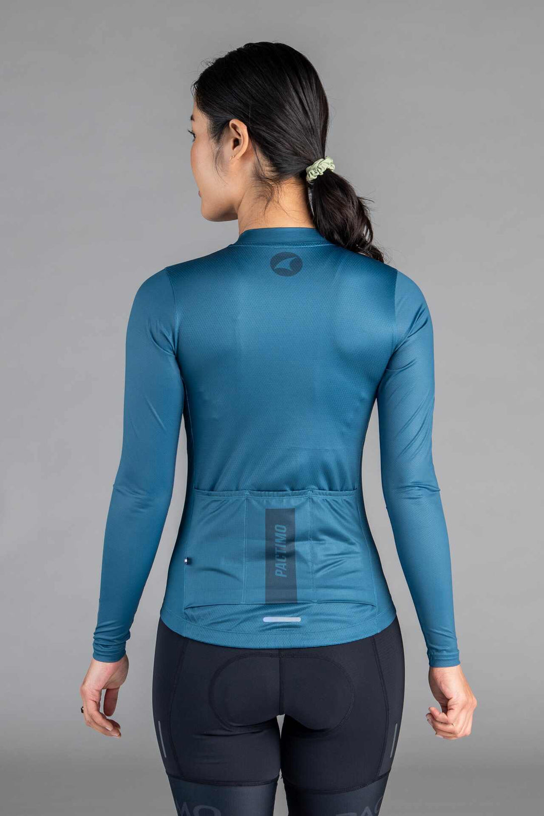 Women's Teal Ascent Aero Long Sleeve Cycling Jersey - Back View