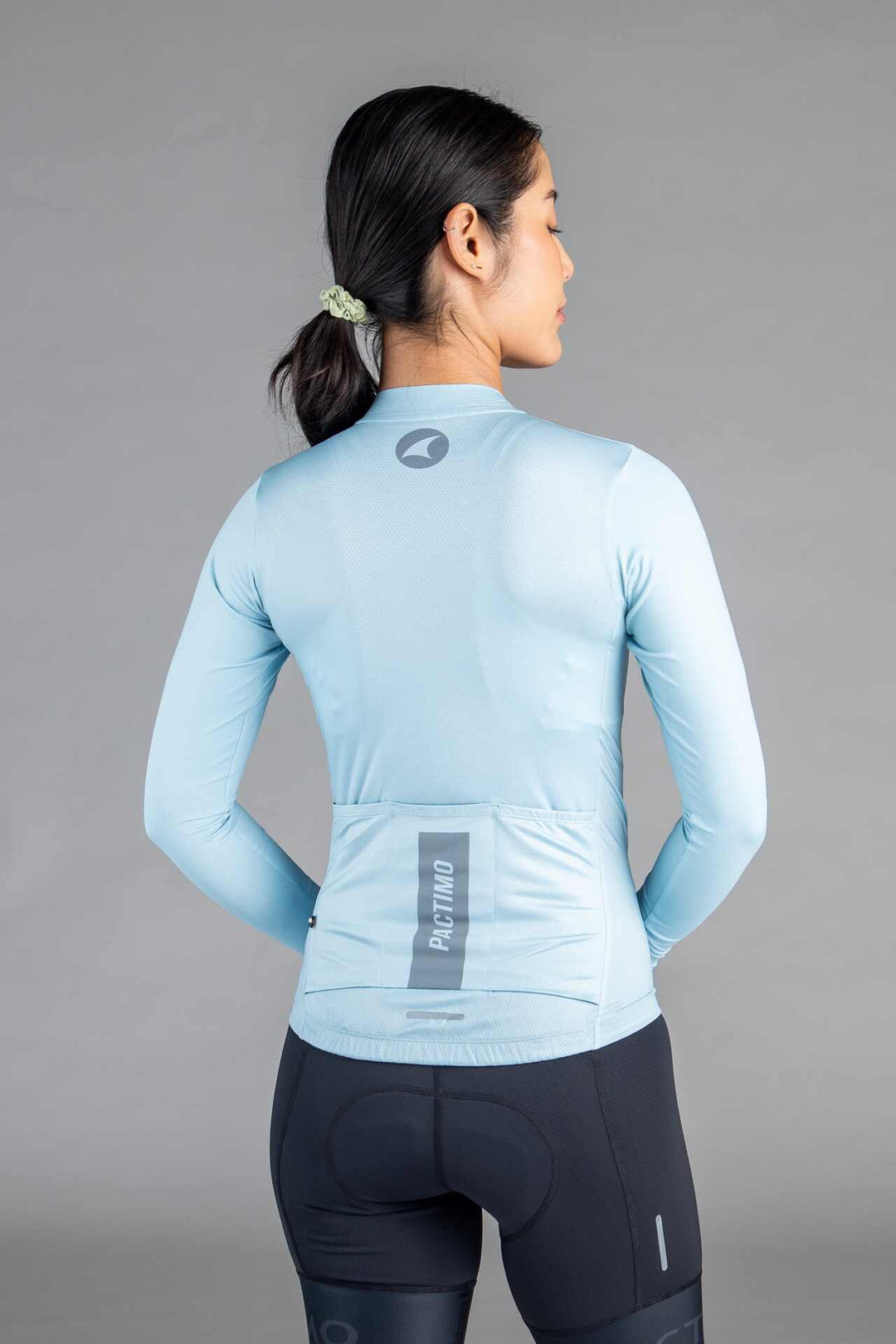 Women's Light Blue Ascent Long Sleeve Cycling Jersey - Back View