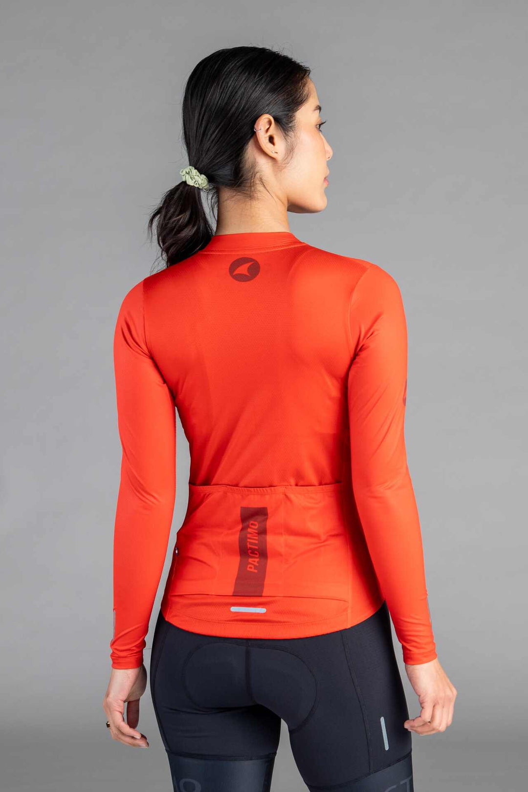 Women's Red Ascent Aero Long Sleeve Cycling Jersey - Back View