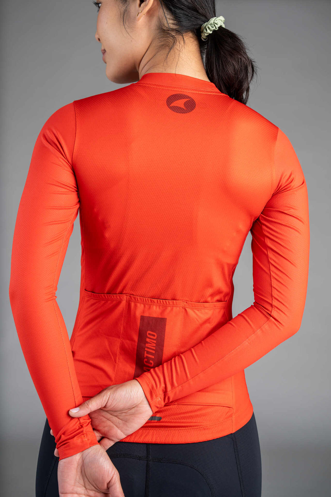 Women's Red Ascent Aero Long Sleeve Cycling Jersey - Back Close-Up