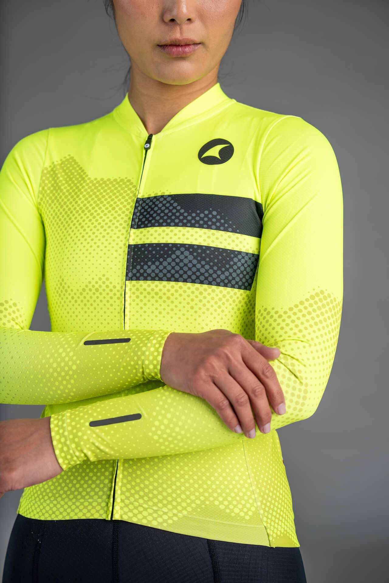 Women's High-Viz Yellow Ascent Aero Long Sleeve Cycling Jersey - Seeves