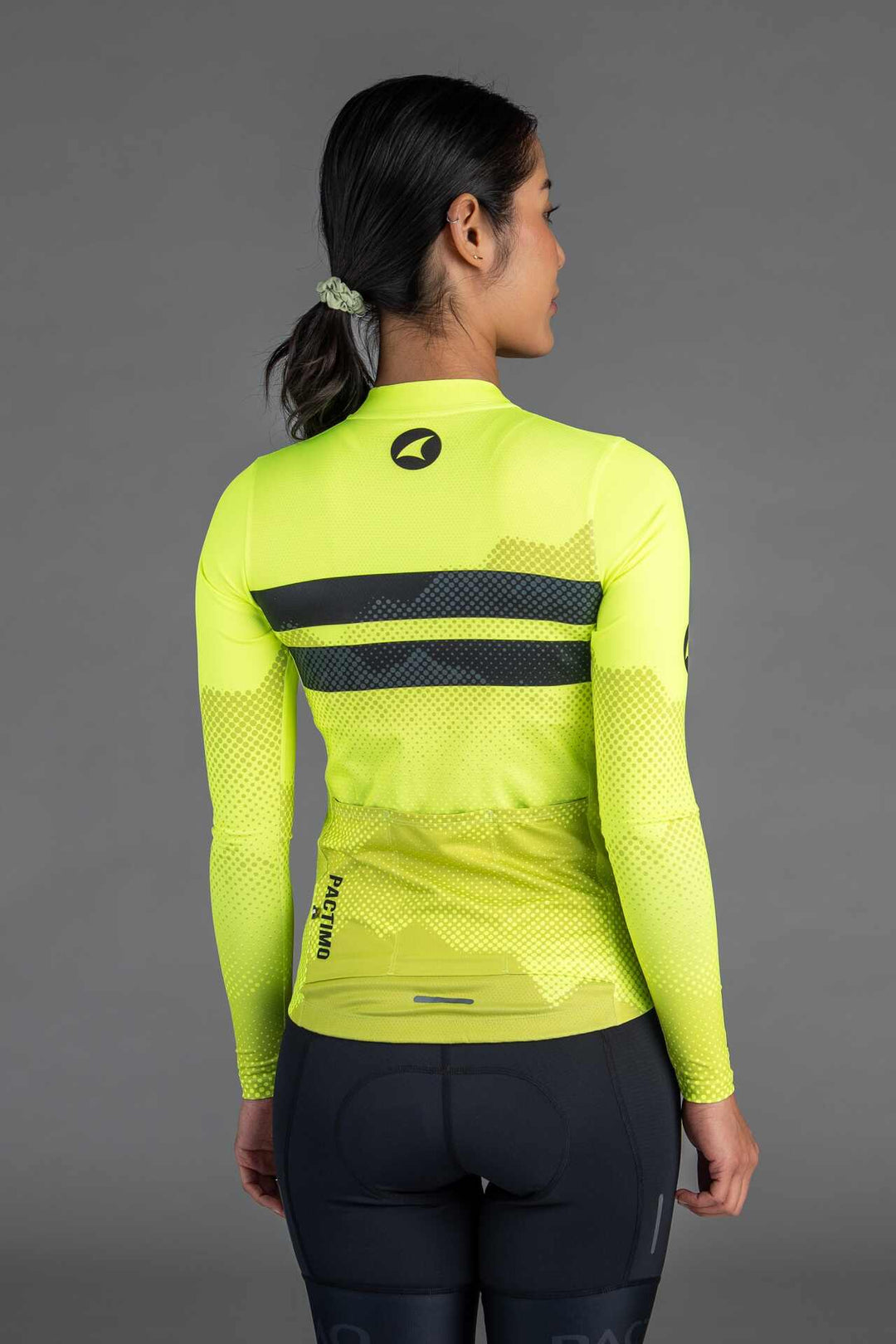 Women's High-Viz Yellow Ascent Aero Long Sleeve Cycling Jersey - Back View