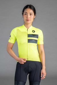 Women's High-Viz Yellow Ascent Cycling Jersey - Front View