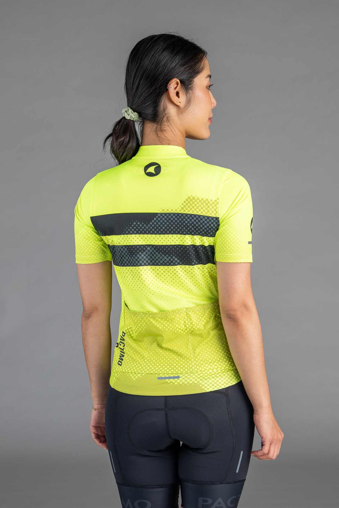 Women's High-Viz Yellow Ascent Cycling Jersey - Back View