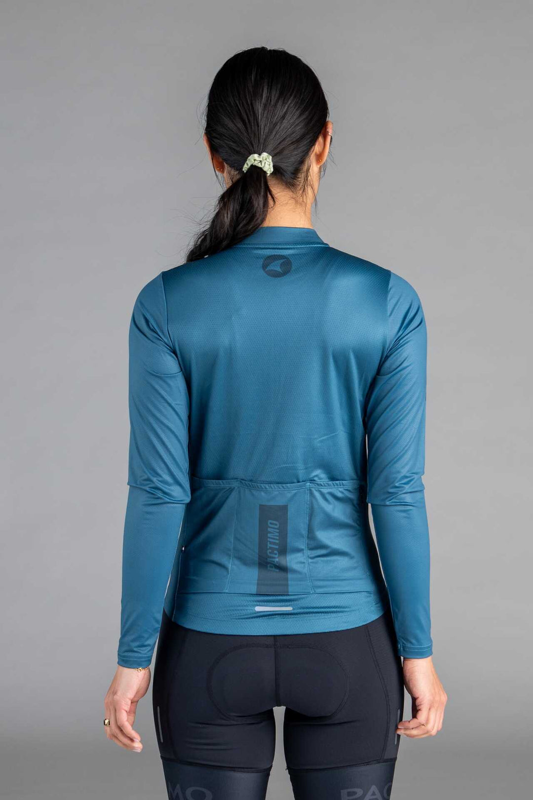 Women's Teal Ascent Long Sleeve Cycling Jersey - Back View
