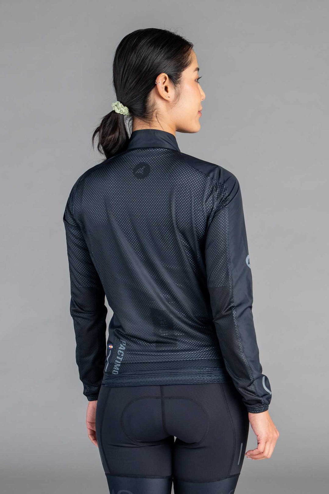 Women's Black Packable Cycling Wind Jacket - Back View