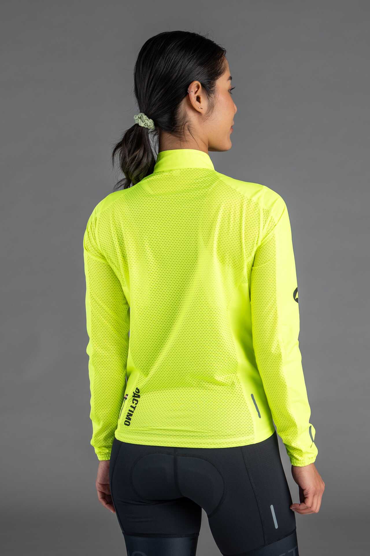 Women's High-Viz Yellow Packable Cycling Wind Jacket - Back View