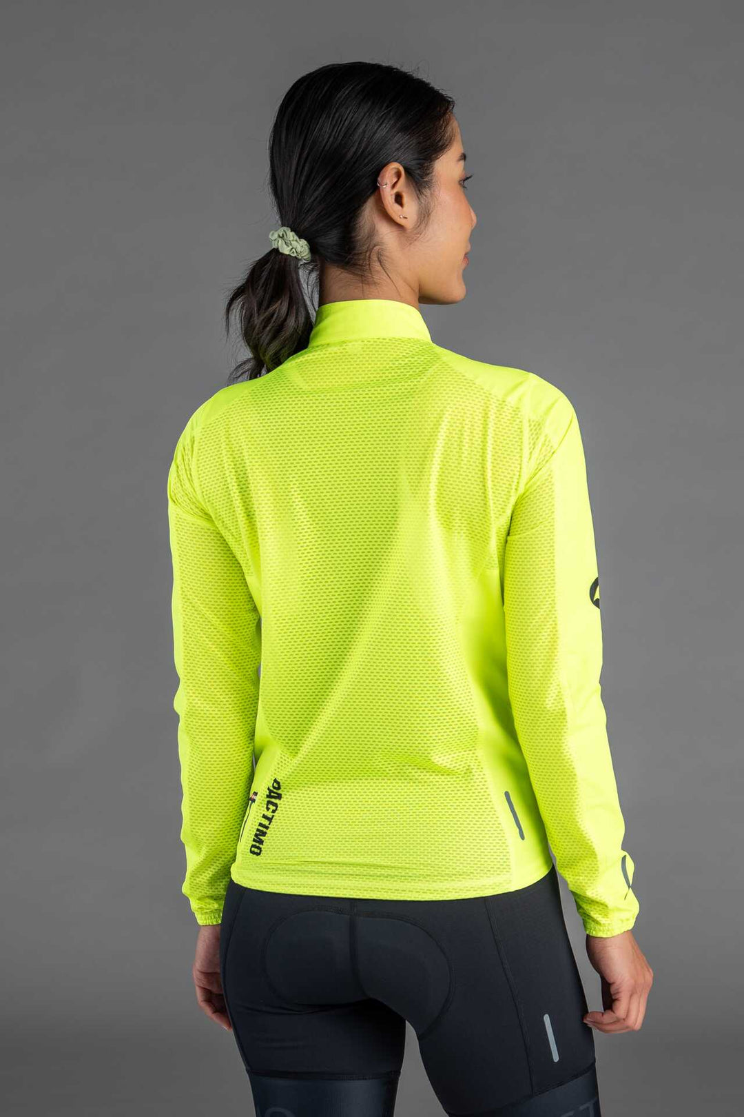 Women's High-Viz Yellow Packable Cycling Wind Jacket - Back View
