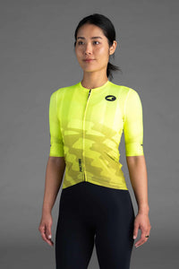 Women's High-Viz Yellow Flyte Cycling Jersey - Front View