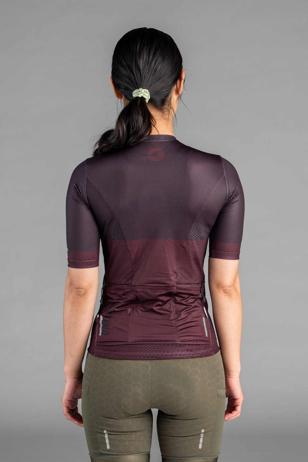 Women's Burgundy Aero Mesh Cargo Cycling Jersey - Back View