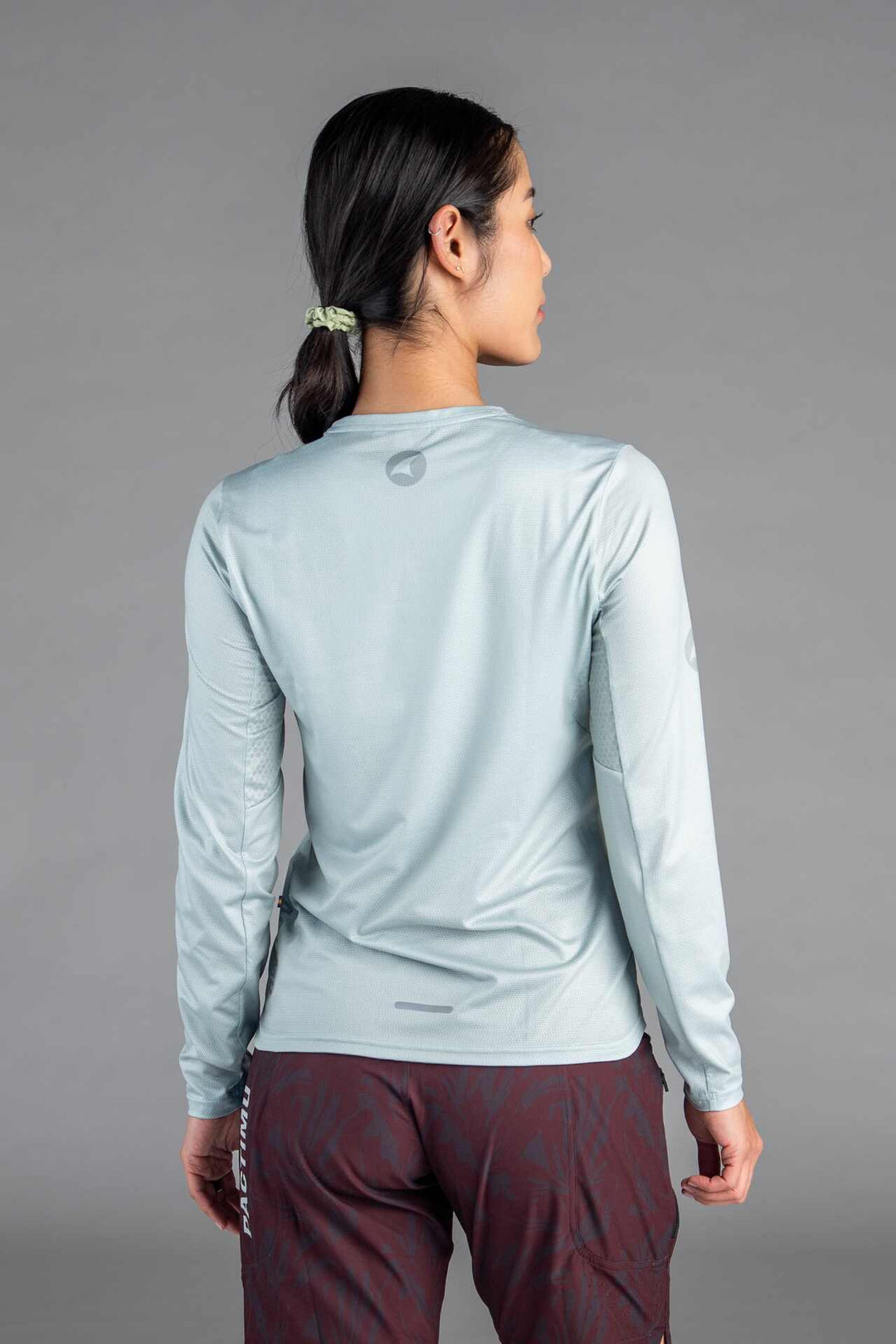 Women's Light Sage Green Long Sleeve MTB Tee - Back View