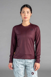 Women's Burgundy Long Sleeve MTB Tee - Front View