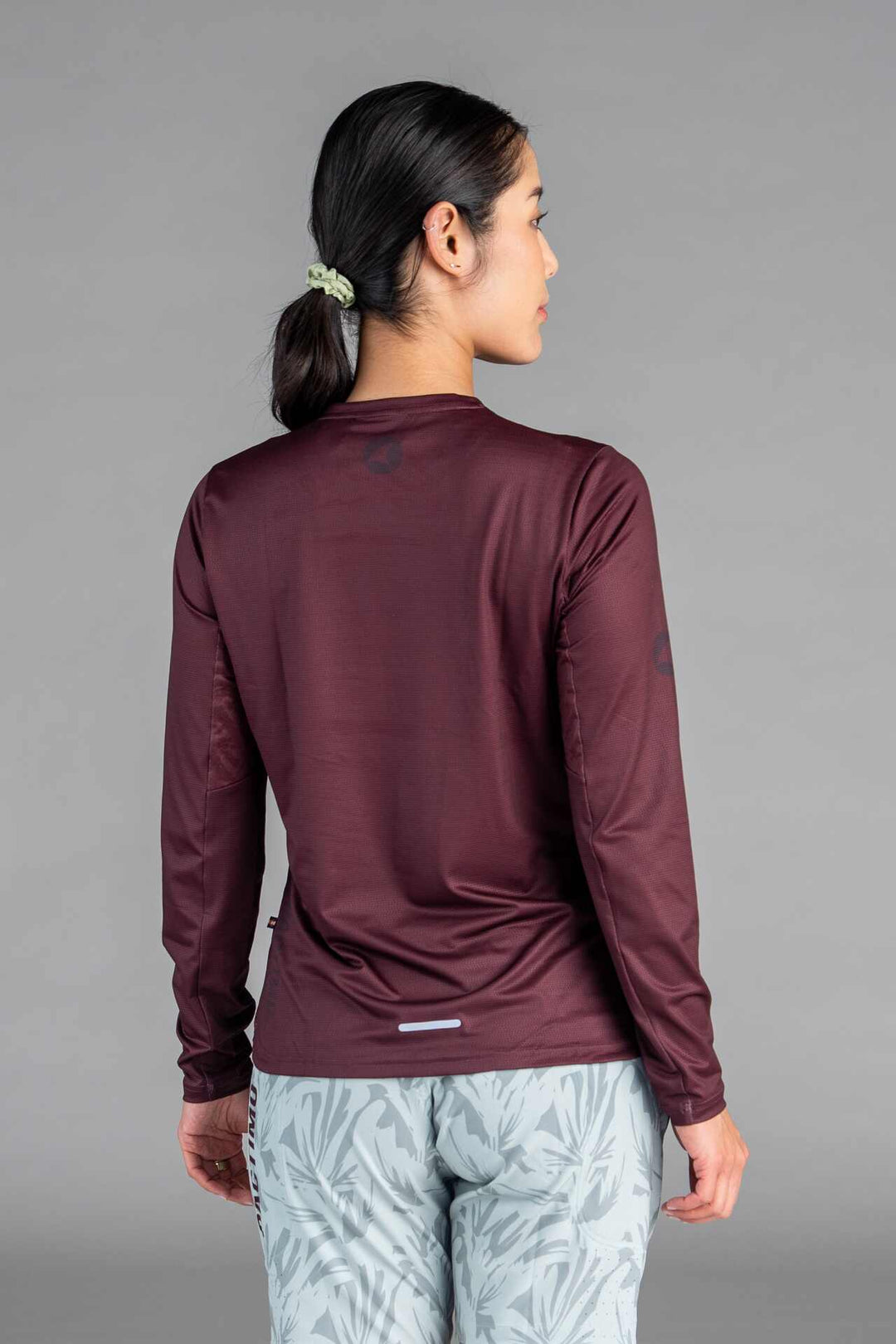 Women's Burgundy Long Sleeve MTB Tee - Back View