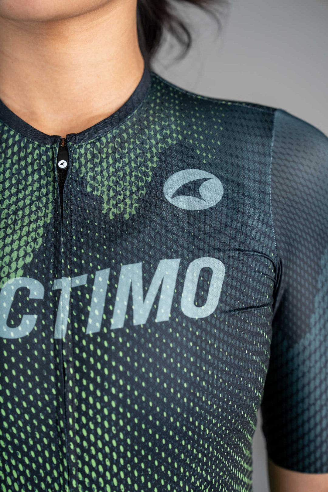 Women's Black and Green Summit Aero Cycling Jersey - Front Close-Up