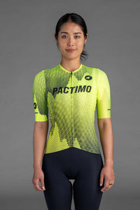 Women's Black and High-Viz Yellow Summit Aero Cycling Jersey - Front View