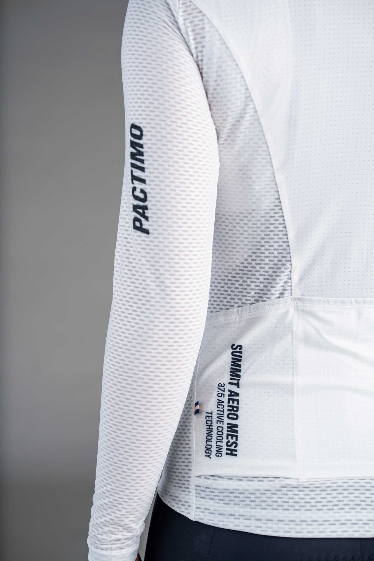 Women's White Mesh Long Sleeve Cycling Jersey - Sleeve