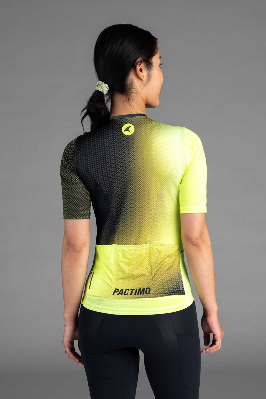 Women's Black and High-Viz Yellow Summit Cycling Jersey - Back View