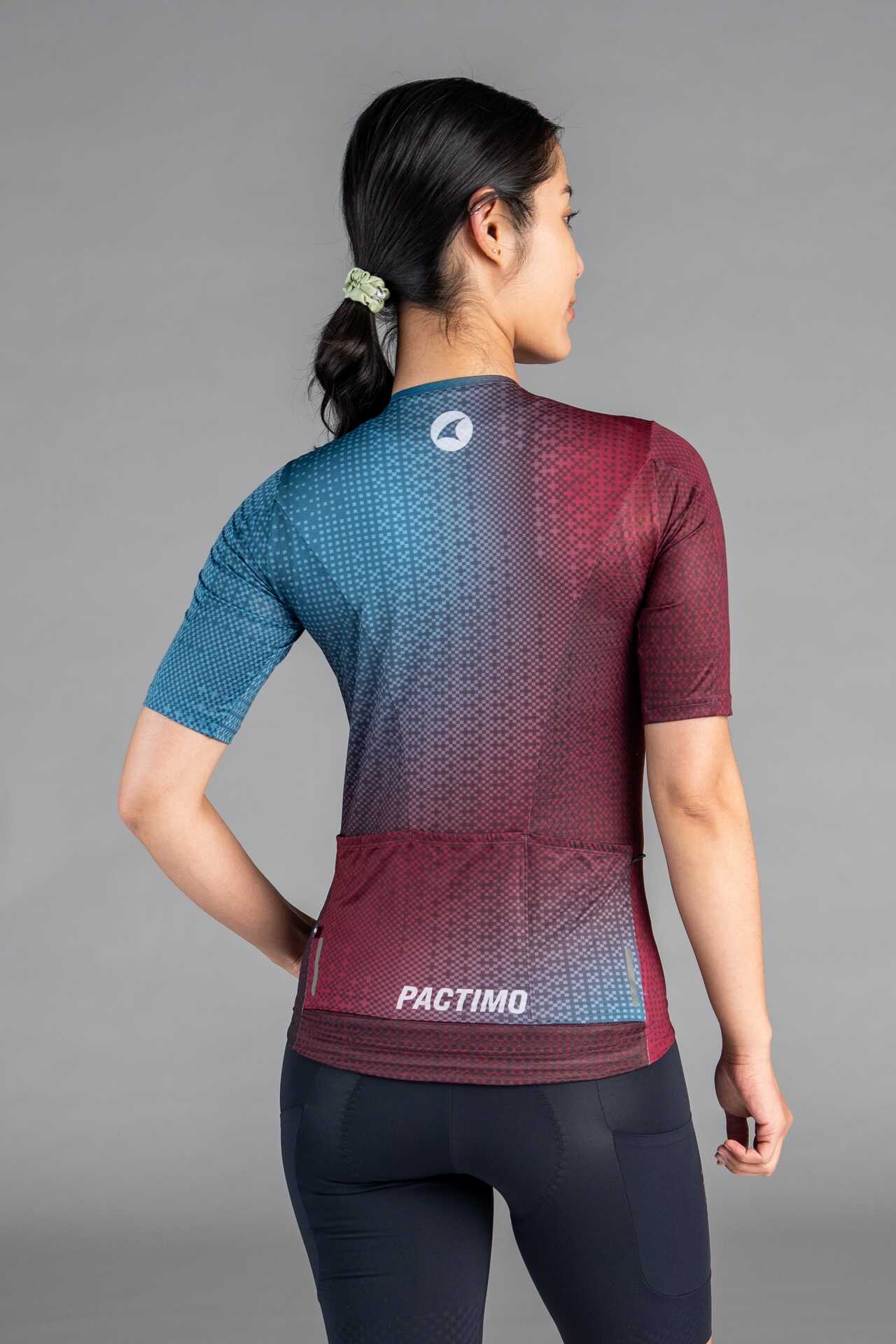 Women's Burgundy and Blue Summit Cycling Jersey - Back View