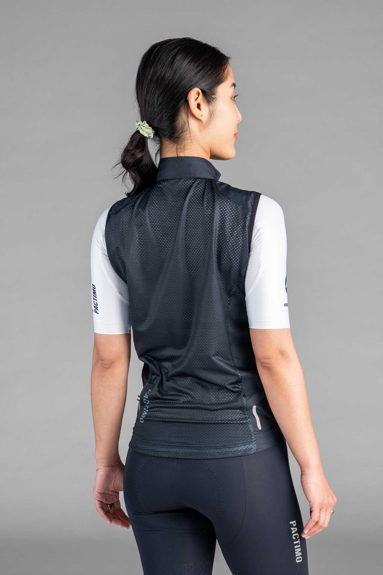 Women's Navy Blue Packable Cycling Wind Vest - Back View