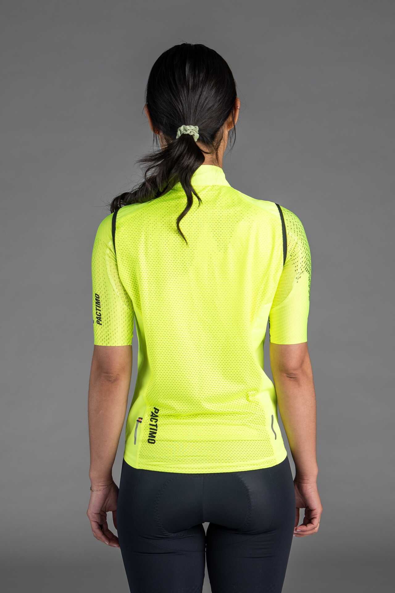 Women's High-Viz Yellow Packable Cycling Wind Vest - Back View