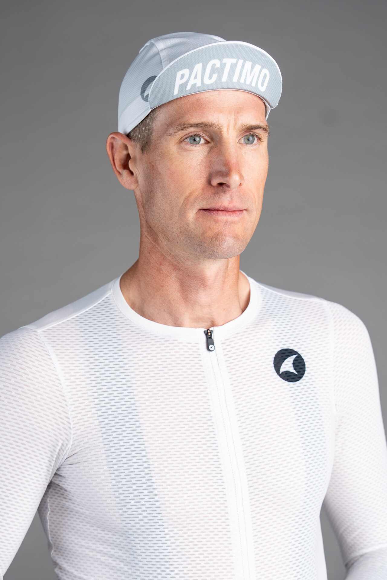 White Cycling Cap - Visor Up