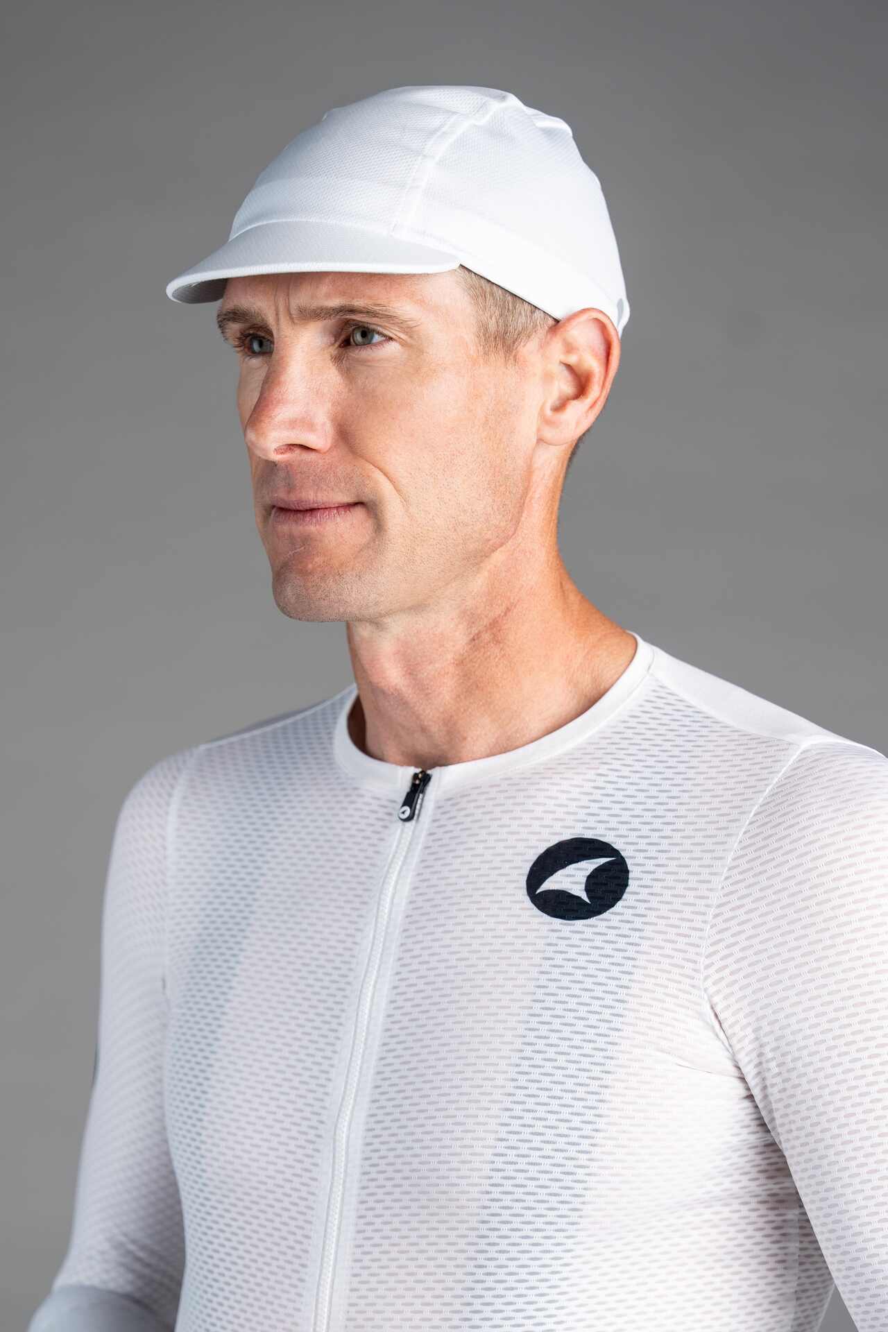 White Cycling Cap - Side View