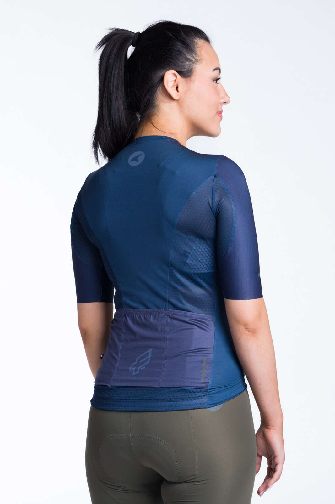 Women's Navy Blue Aero Cycling Jersey - Flyte Back View