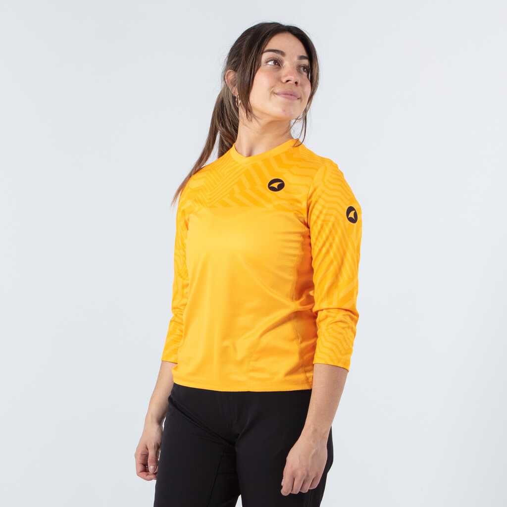 Women's Orange MTB Jersey - Terrain 3/4 Sleeve