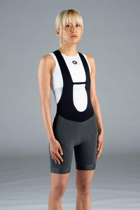 Women's Charcoal 12-Hour Cargo Cycling Bibs - Front View