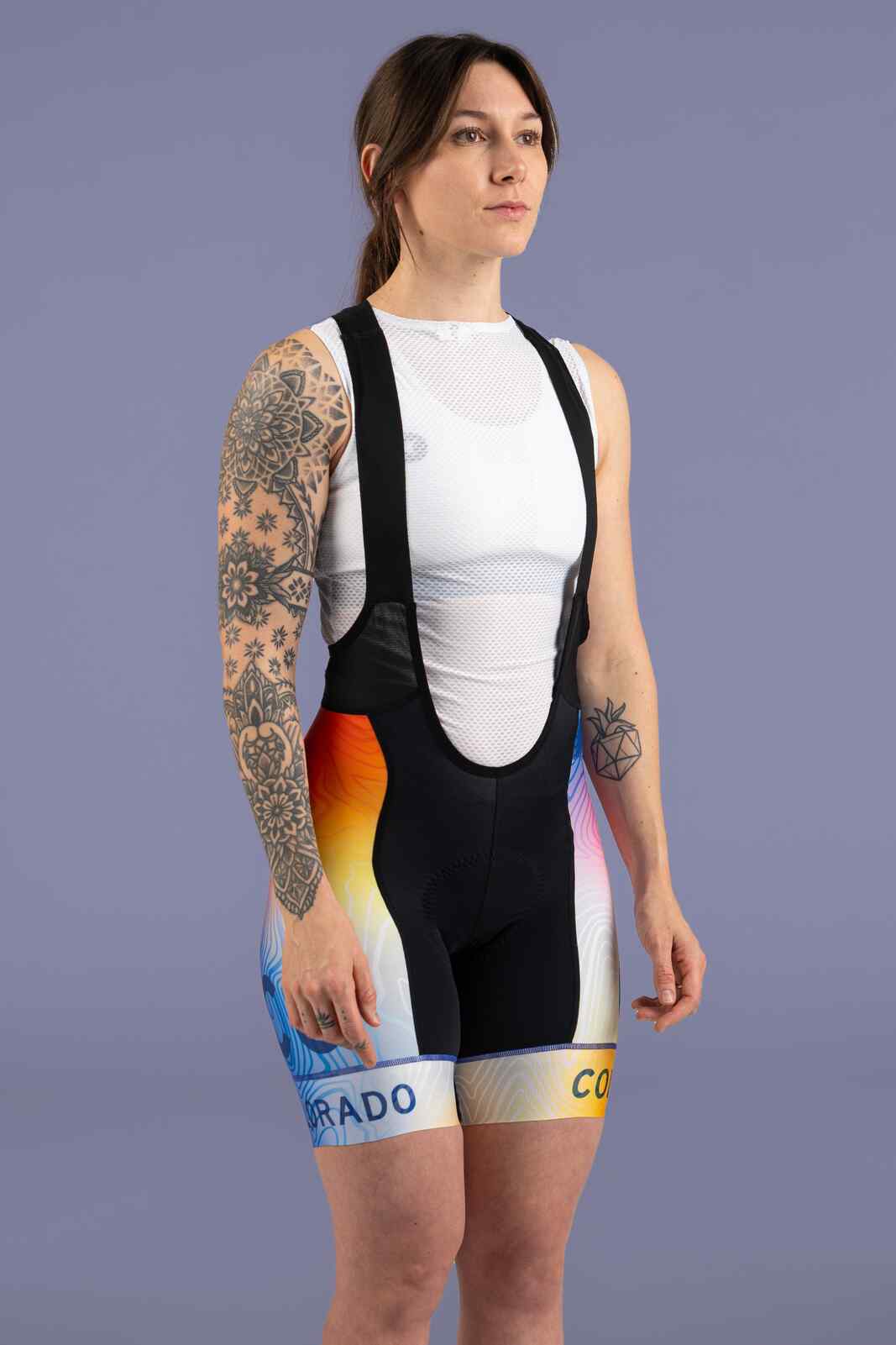 Women's Colorado Flag Cycling Bibs - Front View