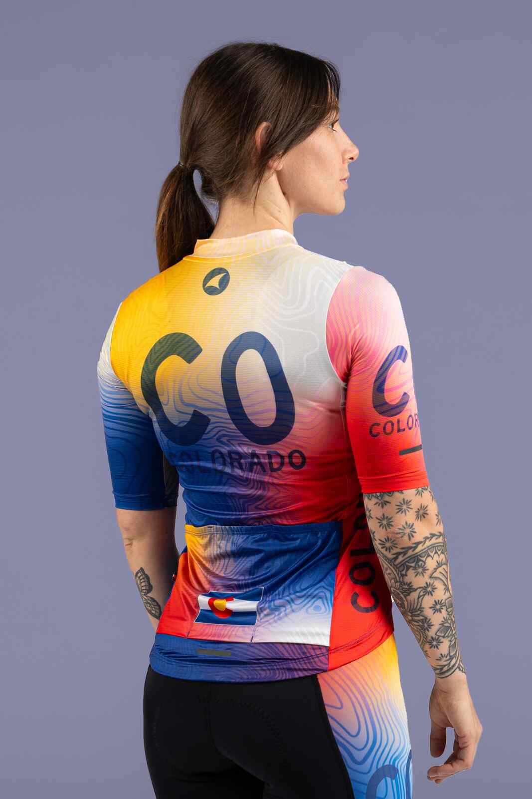 Women's Colorado Flag Cycling Jersey - Ascent Aero Back View