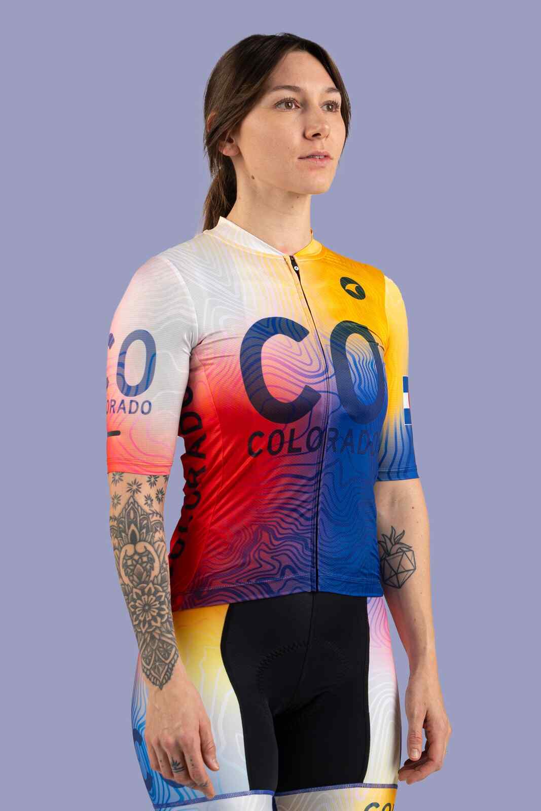 Women's Colorado Flag Cycling Jersey - Ascent Aero Front View