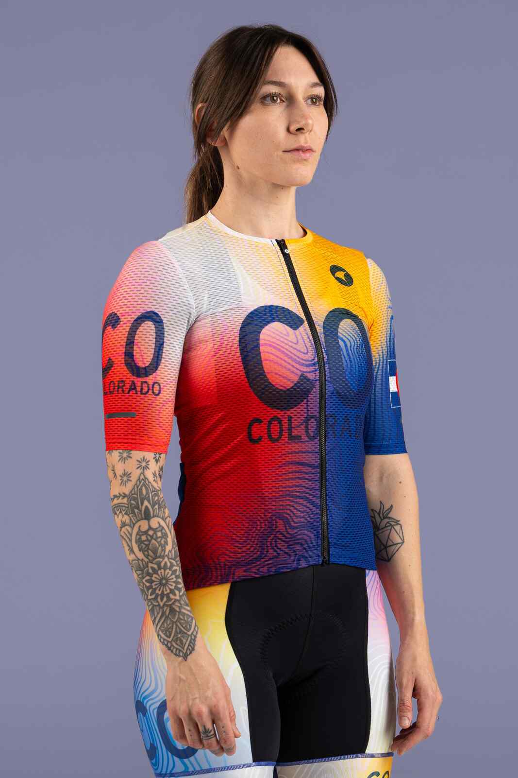 Women's Colorado Flag Mesh Cycling Jersey - Front View