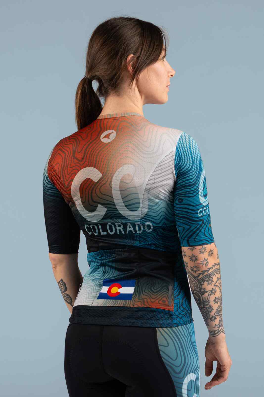 Women's Colorado Geo Mesh Cycling Jersey - Back View