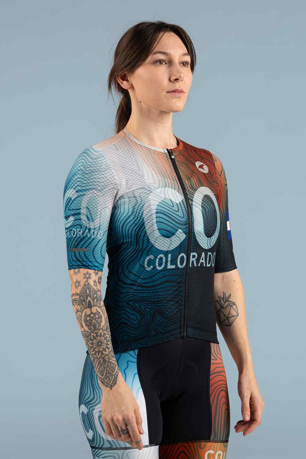 Women's Colorado Geo Mesh Cycling Jersey - Front View