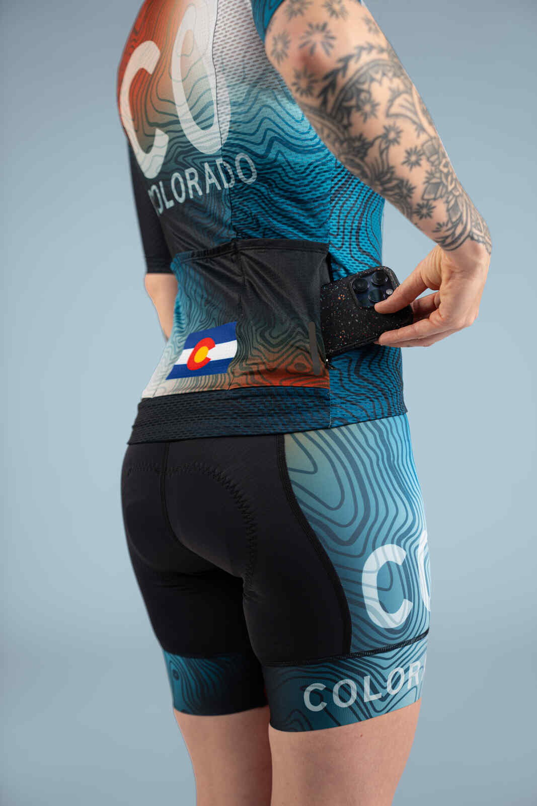 Women's Colorado Geo Mesh Cycling Jersey - Zippered Valuables Pocket