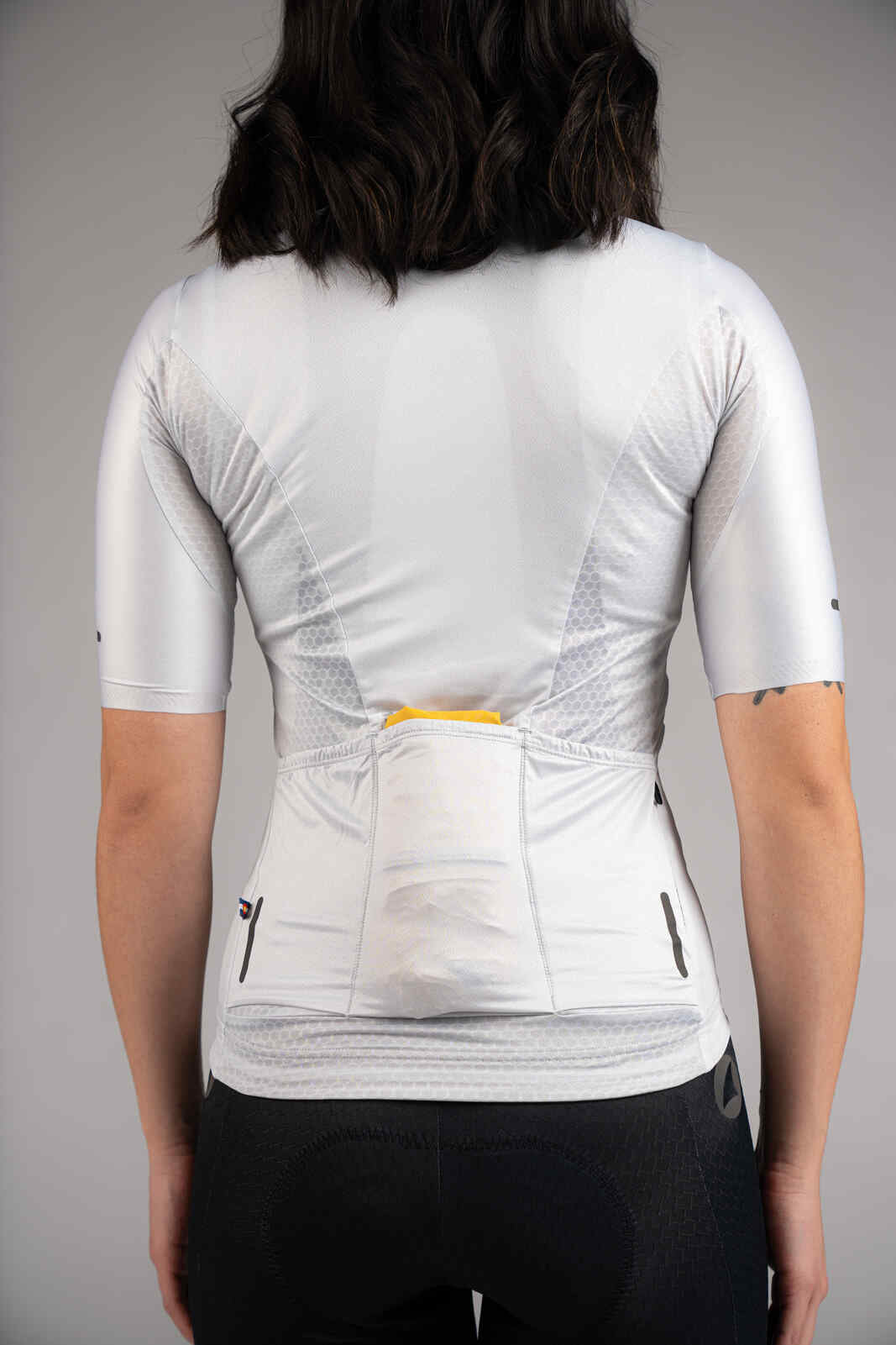 Women's Yellow Packable Cycling Wind Jacket - In Jersey Pocket