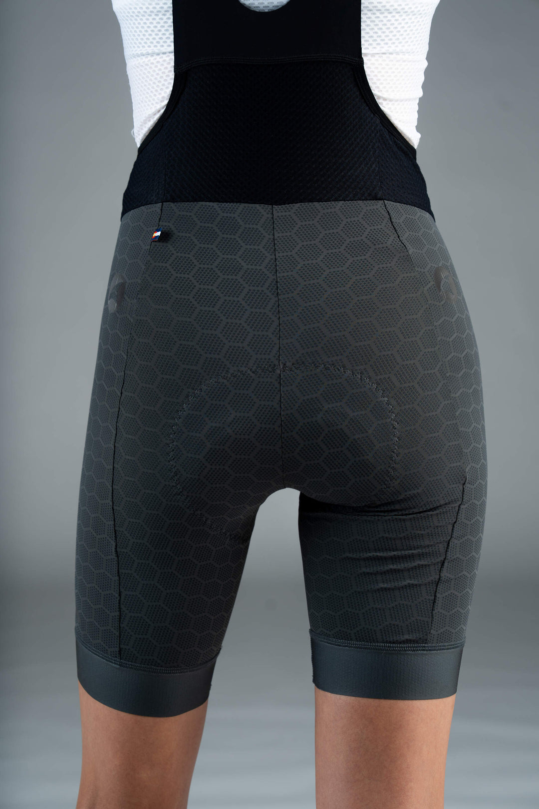 Women's Grey 12-Hour Cycling Bibs - Back Close-Up