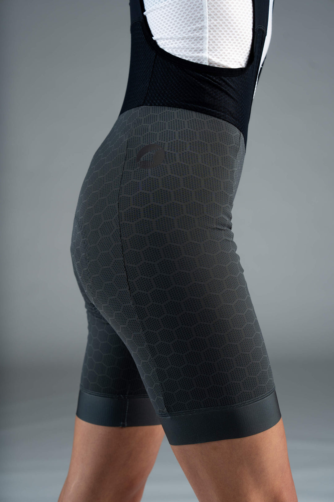 Women's Grey 12-Hour Cycling Bibs - Side View